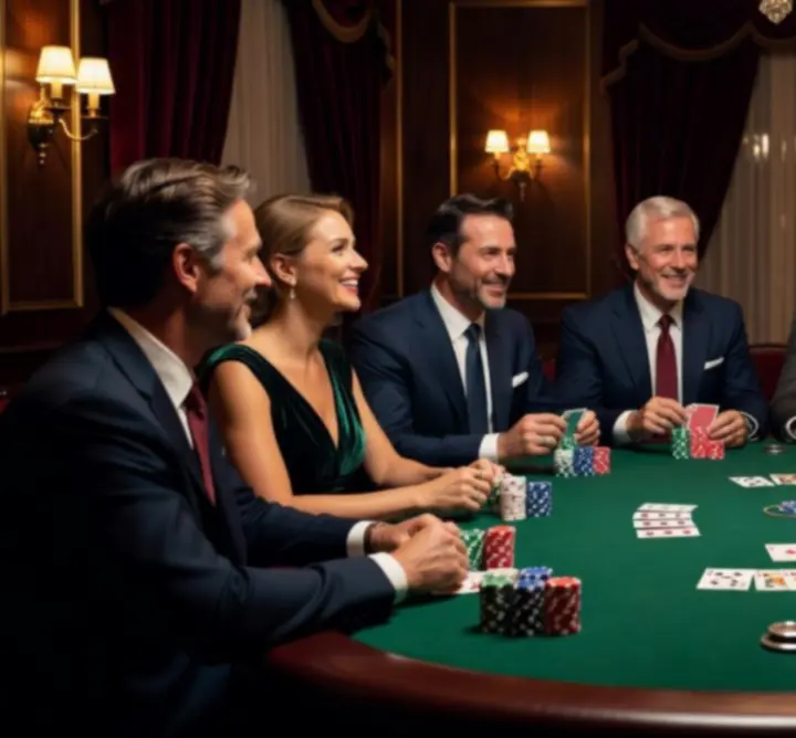 Stół pokerowy przygotowany na wieczór kasynowy